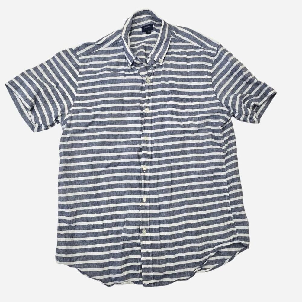 J.Crew Men's size L 100% linen stripe shirt